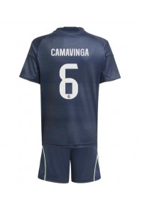 Real Madrid Eduardo Camavinga #6 Jalkapallovaatteet Lasten Vieraspeliasu 2025-26 Lyhythihainen (+ Lyhyet housut)